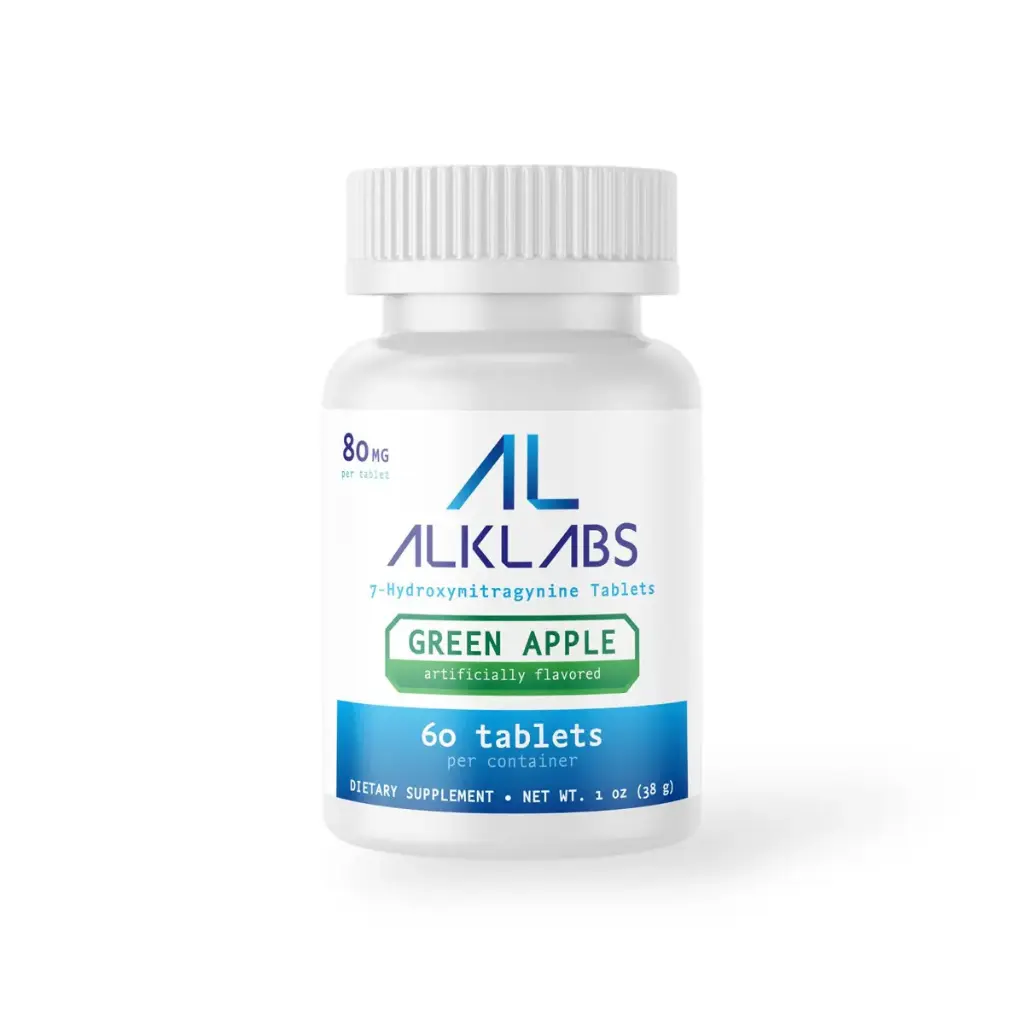 AlkLabs 7- Hydroxymitragynine Green Apple 80mg Tablet Display Box