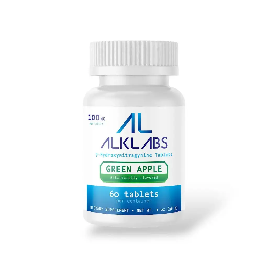 AlkLabs 7- Hydroxymitragynine Green Apple 100mg Tablet Display Box