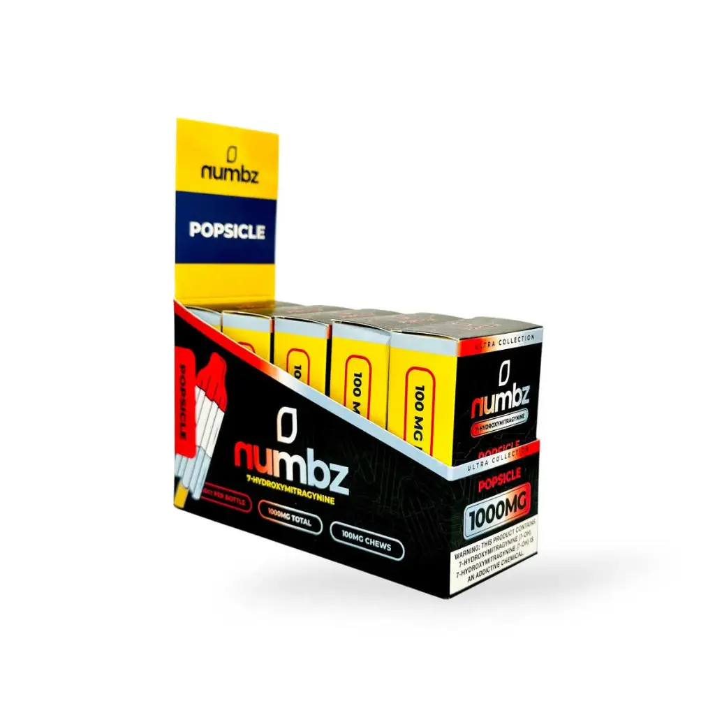 numbz 7- Hydroxymitragynine Chewable Popsicle 100mg Tablet Display Box of 5
