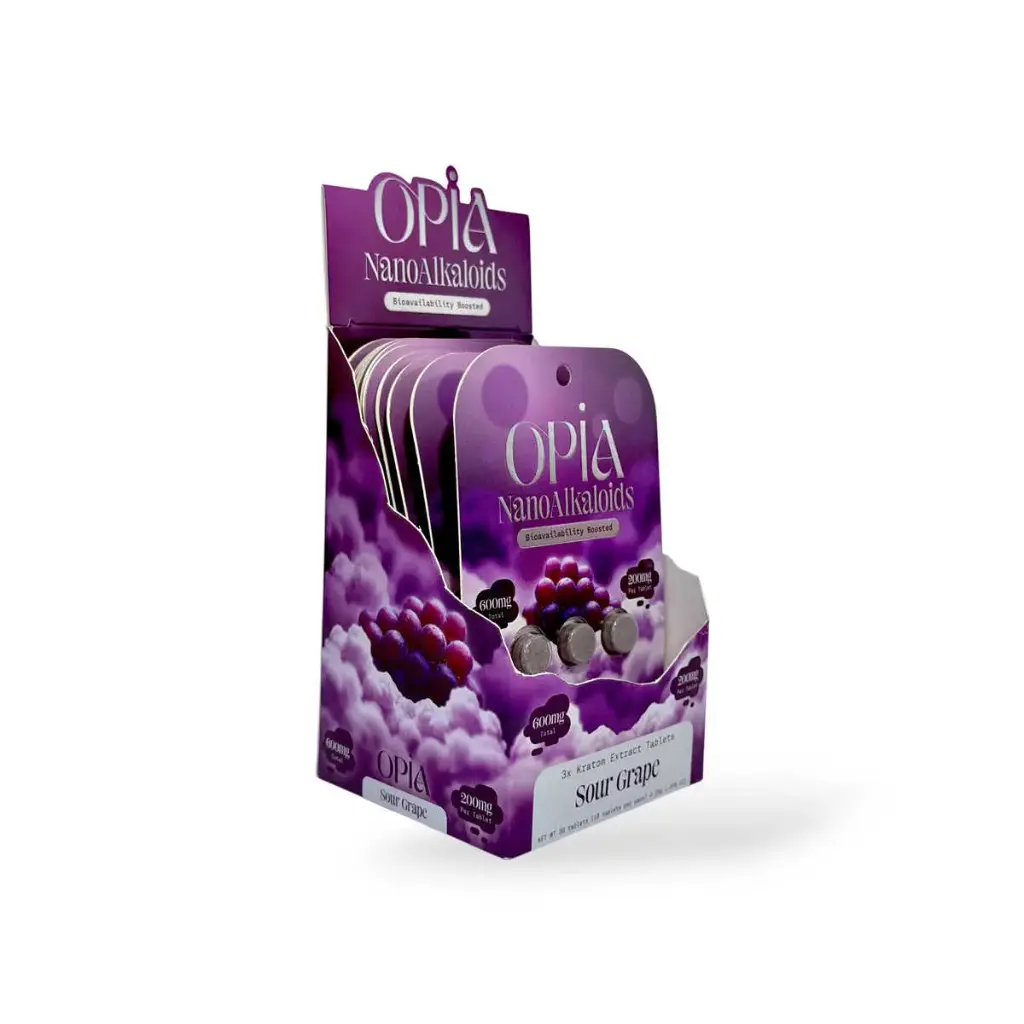 Opia Nano Alkaloid Chewable Tablets Sour Grape 200mg Display Box of 10
